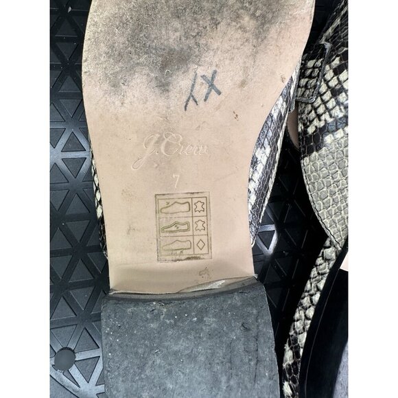 J.Crew Academy Embossed Leather Snakeskin Penny Loafer Mules Size 7 - Picture 7 of 9